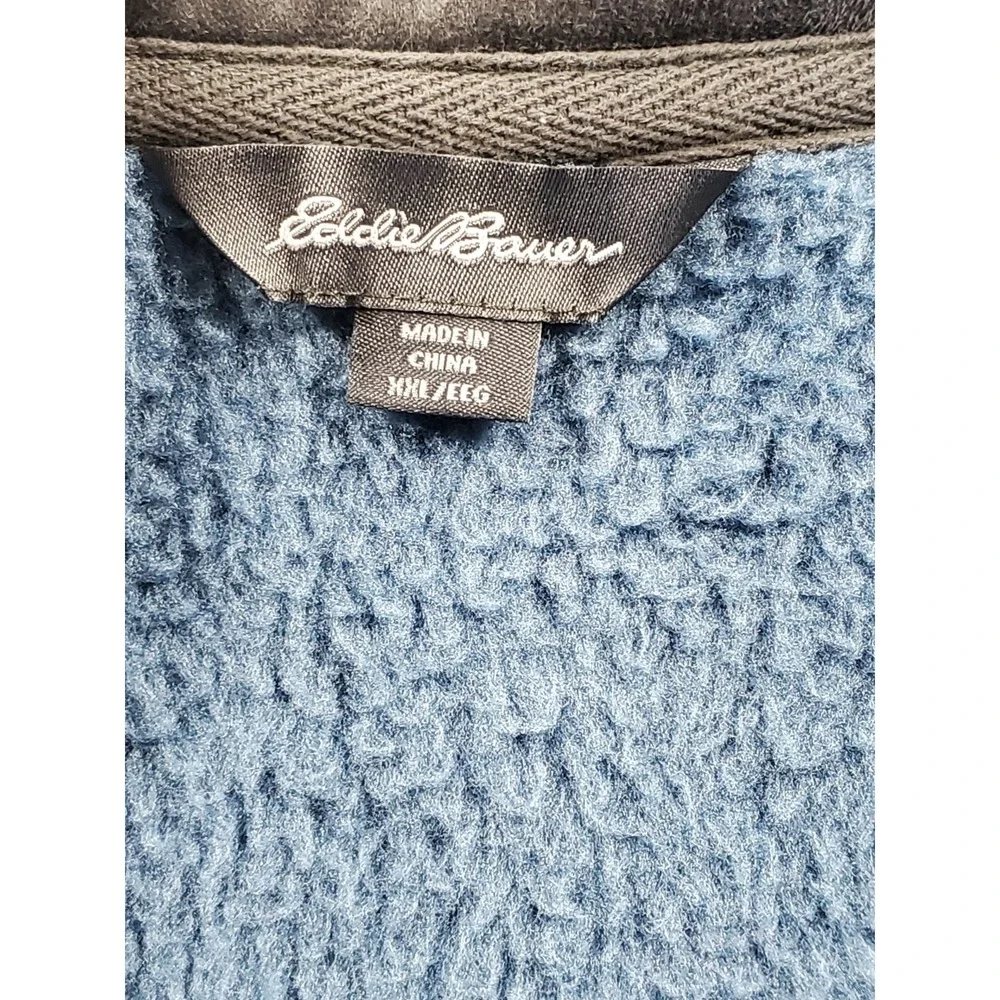 Eddie Bauer Mens XXL Blue Heather 1/4 Zip Fleece Pullover Sweater Jacket